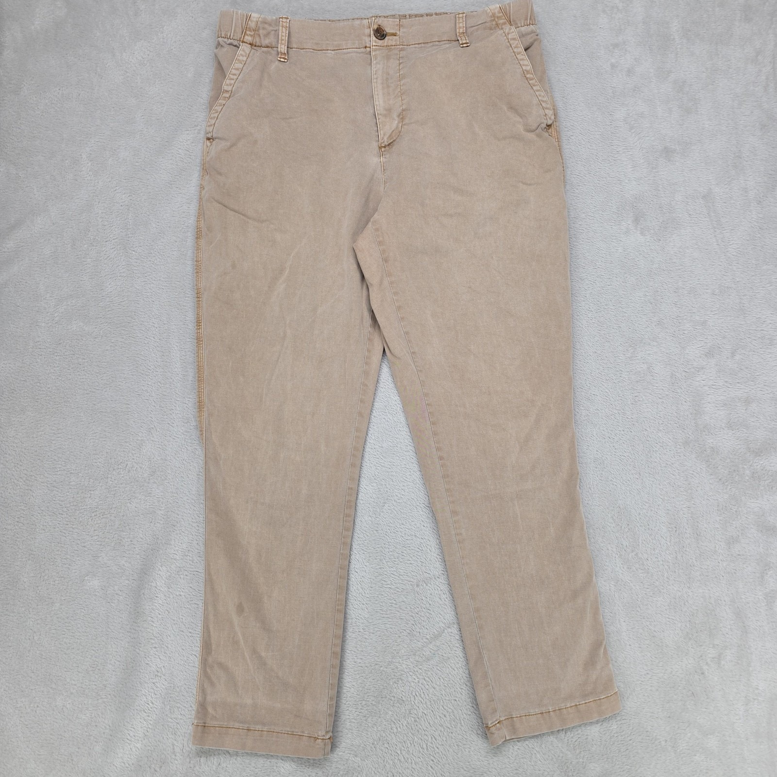 Old Navy Pants Mens 34x30 Beige Easy Chino Relaxed Fit Elastic Waist Casual